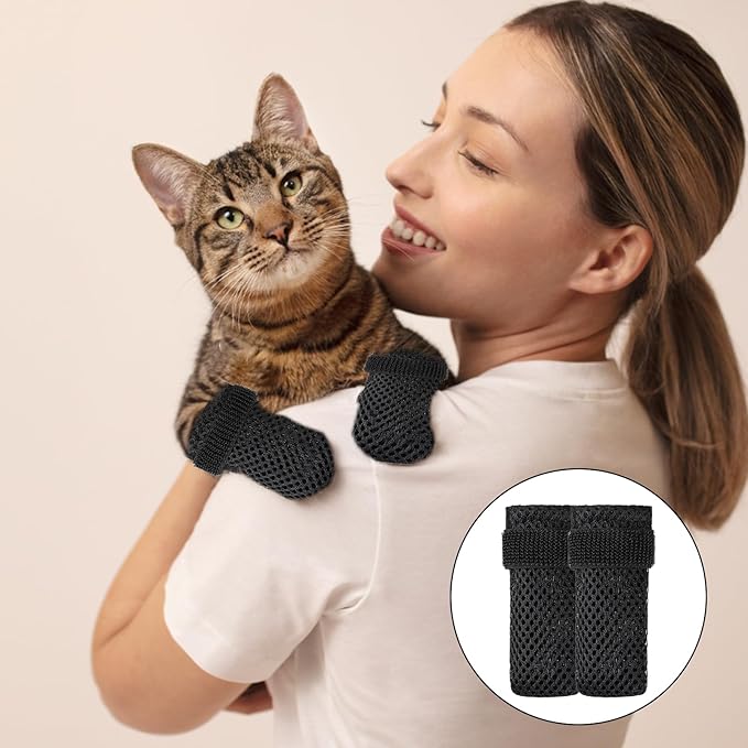 4 Pack Breathable Cat Shoes to Prevent Scratcning, Adjustable Only Cats Booties Mittens Socks (Grey, M)