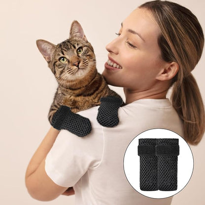 4 Pack Breathable Cat Shoes to Prevent Scratcning, Adjustable Only Cats Booties Mittens Socks (Grey, S)