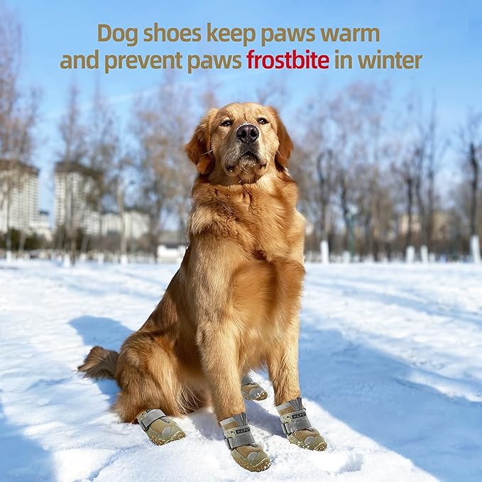 Dog Shoes for Large Dogs, Medium Dog Boots & Paw Protectors for Hardwood Floors, Outdoor Dog Booties for Hot Pavement Winter Snow Hiking, Breathable Dog Shoes with Reflective Strips Size 5