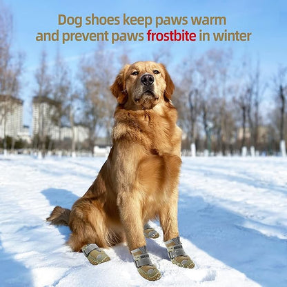 Dog Shoes for Large Dogs, Medium Dog Boots & Paw Protectors for Hardwood Floors, Outdoor Dog Booties for Hot Pavement Winter Snow Hiking, Breathable Dog Shoes with Reflective Strips Size 5