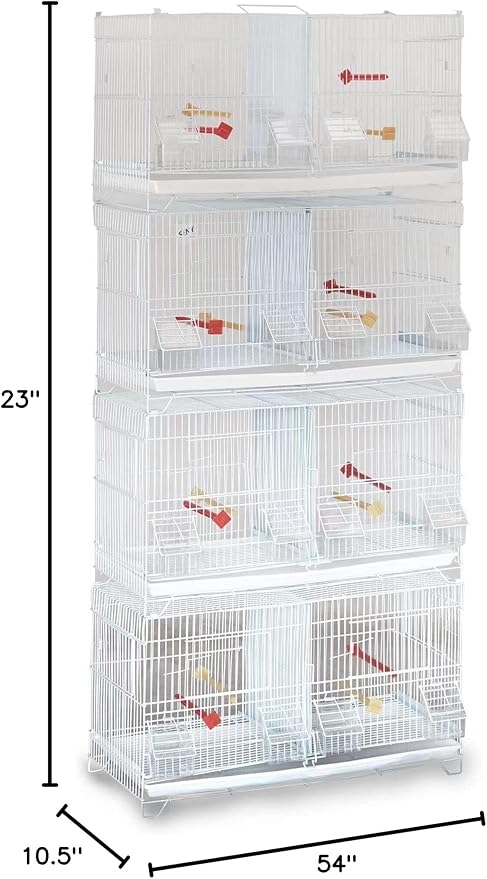 Seny Set of 4 Stackable Breeding Bird Cage for Canary Finch Small Birds (White)