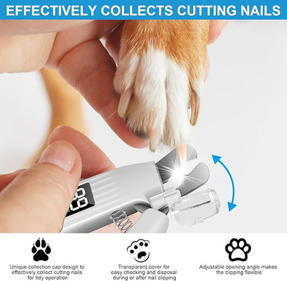 SZMDLX Cat & Dog Nail Trimmers, Electric Rechargeable Dog Nail Clippers & Dog Nail Grinder with 2 LED Light Paws Grooming Kit, Dog Nail File Quiet Pet Nail Clippers & Grinder Trimmer for Dogs and Cats