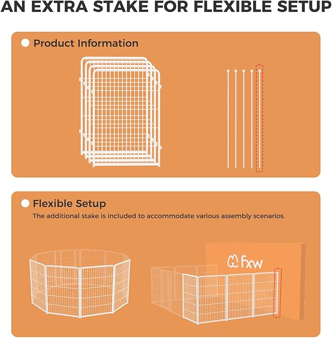 FXW Homeplus Dog Playpen for Indoor Use - Stress-Free and Safe Play, Heavy Duty 40 Inch 4 Panels Dog Pen for Medium and Large Dogs, White_atented