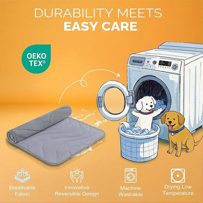 Cozyide Dog Crate Pad, Large Reversible Dog Cooling Mat(Cool & Warm), Washable Soft Crate Mat for All Season, 36" L x 23" W, Dark Grey