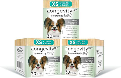 Yummy Combs Longevity15  C15:0  Fatty Acid Health Supplement for Dogs  Healthy Pet Supplies  for Extra Small Dogs, 3 Pack