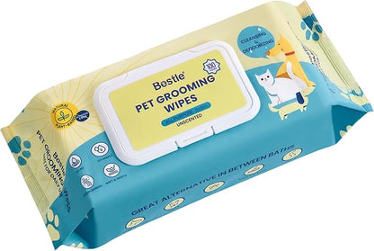 Dog Wipes, 100 Count Pet Grooming Wipes, Conditioning Shine Coat, Cleaning and Deodorizing, Pet Wipes for Dogs & Cats, for Sensitive Skin (Unscented)