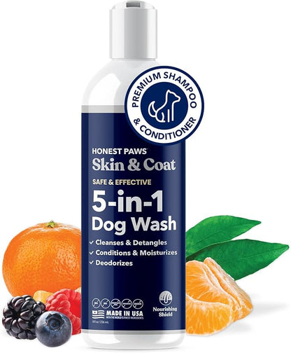Honest Paws Dog Shampoo and Conditioner - Premium Dog Wash for Allergies and Dry, Itchy, Moisturizing for Sensitive Skin - Sulfate Free, Plant Based, All Natural - 8 Fl Oz