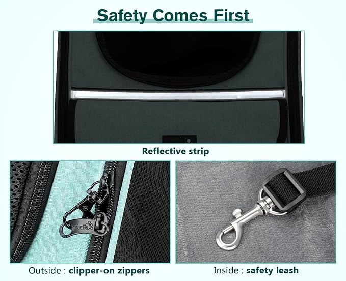 Pecute Cat Backpack Carrier, Small Dog Backpack Carrier, Pet Backpack Carrier for Cats Dogs Puppy Kitten, Cat Carrier Bag Carrying for Travel Hiking Bike Riding Walking Outdoor,Mint Green