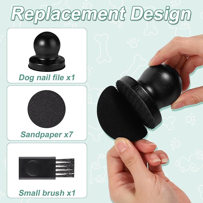 Dog Nail File, Wooden Dog Nail Scraper Dog Scratch Pad with 7pcs Replaceable Sandpaper & Cleaning Brush Stress Free Dog Nails Clipper Grinder Board Trimmer for Pets Dogs Cats(Black)