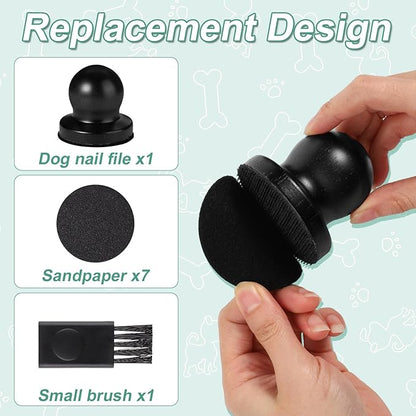 Dog Nail File, Wooden Dog Nail Scraper Dog Scratch Pad with 7pcs Replaceable Sandpaper & Cleaning Brush Stress Free Dog Nails Clipper Grinder Board Trimmer for Pets Dogs Cats(Black)