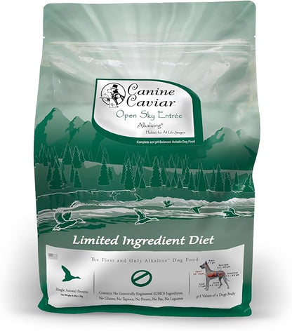 Canine Caviar - Open Sky: Duck & Teff Alkaline Dry Dog Food, Limited Ingredients, Gluten-Free, Based on Science & Research, Veterinary Alternative Diet (4.4 Pound Bag)