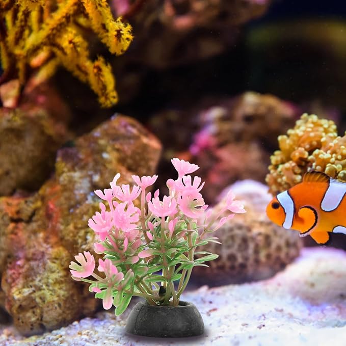 40pcs Fish Tank Decorations Set Aquarium Plants, Colorful Aquarium Artificial Decor Mini Plastic Water Plants Betta Goldfish Turtle Fish Tank Grass Accessories