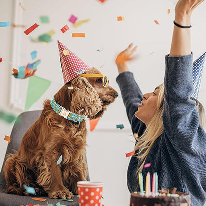 Lionheart glory Dog Collar Blue Dog Collar Summer Dog Collar Party Collar Dog Boy or Girl Soft Durable Adjustable Dog Collars for Medium Dogs