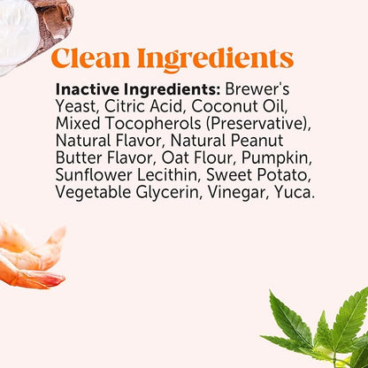 Senior Hemp Hip & Joint Support, Hemp for Dogs, Mobility Support for Senior Dogs, Glucosamine, Collagen, MSM, Green Lipped Mussel, Helps Discomfort (Peanut Butter, 90)