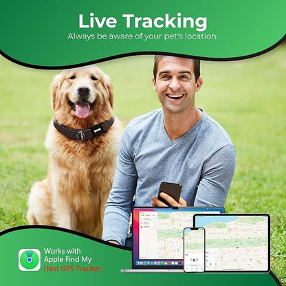 Dog Tracker, Pet Location Tracker with Collar Holder, Dog Tracking Device No Monthly Fee MFi Certificated, Works with Find My (iOS Only) - Black Case