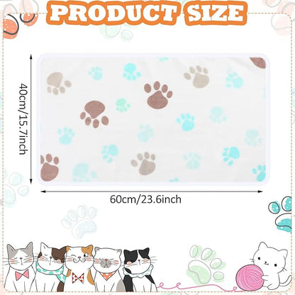 Tatuo 4 Pcs Dog Blanket Pet Puppy Blanket Puppy Teething Toys Paw Print Fleece Blanket for Pet Cat Soft Warm Sleep Mat Guinea Pig Cage Blanket(Small(24 x 16 Inch),Milky White)
