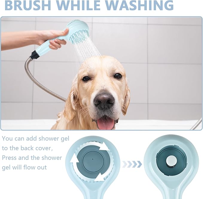 Dog Shower Brush Attachment - Pet Shower Attachment Dog Shower for Gentle Grooming, Easy to Use Dog Shower for Home Grooming, Dog Bath Brush for Deep Cleaning