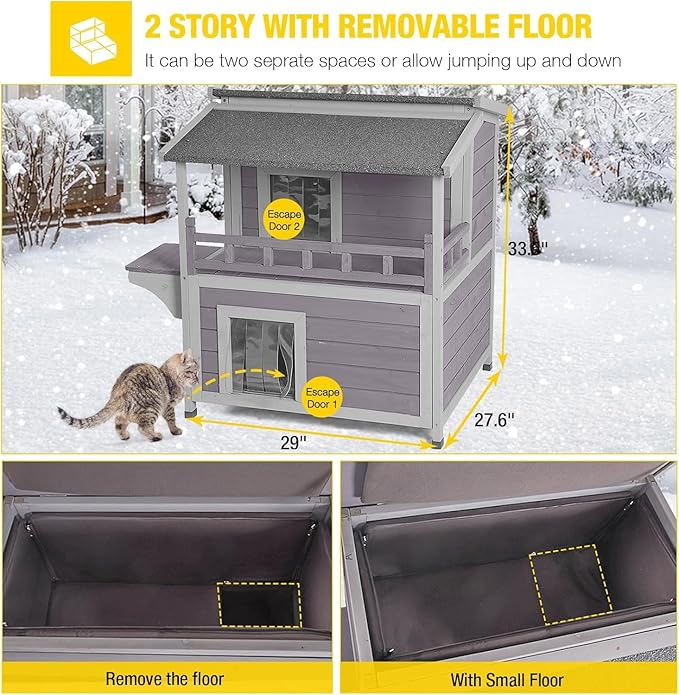 Aivituvin Outdoor Cat House Insulated Feral Cat Shelter for Winter Outside Weatherproof