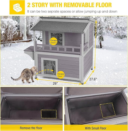 Aivituvin Outdoor Cat House Insulated Feral Cat Shelter for Winter Outside Weatherproof