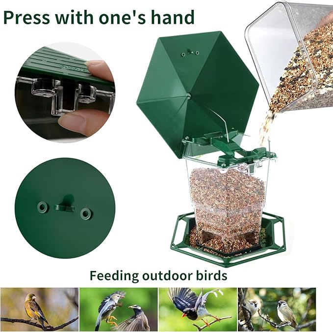 Bird Feeders for Outdoors Hanging Bird Feeder Wild Birds Seed, Green
