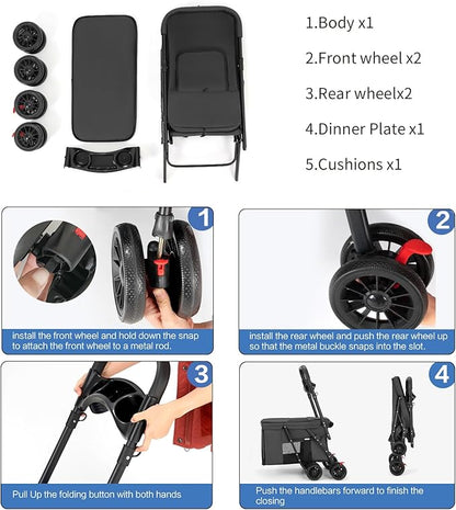 Pet Stroller Cat Dog Stroller Travel Folding Pet Carriers（Black）