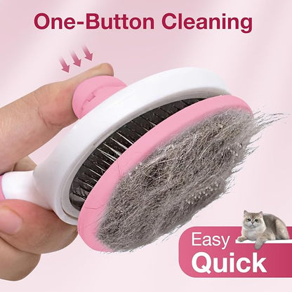 Self Cleaning Slicker Brush for Dogs & Cats, Grooming Dog Brush Cat Brush Haired Dogs, Pet Supplies Accessories, Pink