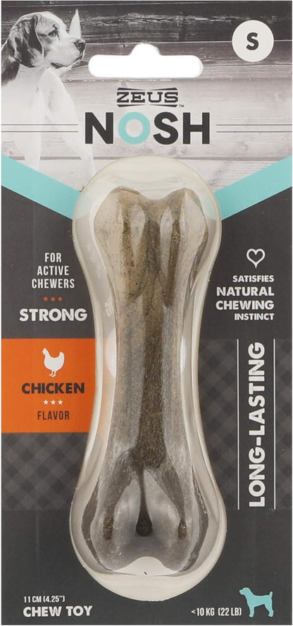 ZEUS Nosh Strong Dog Chew Bones, Dog Chew Toys for Aggressive Chewers, Long Lasting Chicken Flavor, Small
