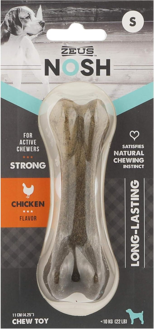 ZEUS Nosh Strong Dog Chew Bones, Dog Chew Toys for Aggressive Chewers, Long Lasting Chicken Flavor, Small
