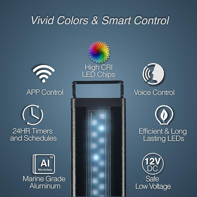 CURRENT USA ColorPlus Smart Freshwater Aquarium & Terrarium LED Light with App and Voice Control | Alexa & Google Home Compatible | Extra Vivid Colors for Fish Tank| Aluminum (for Tanks 24" to 35")