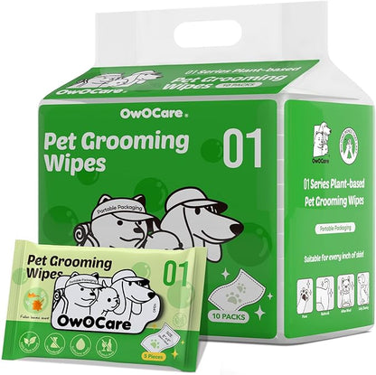 Dog Wipes for Paws and Butt, Plant-Based Large Pet Wipes for Dogs/Cats Hypoallergenic, 8X9 Inch Easy to Use Dog/Cat/Puppy Cleaning Grooming Wipes Gentle Degradable (10 Pack, Fallen Leaves)