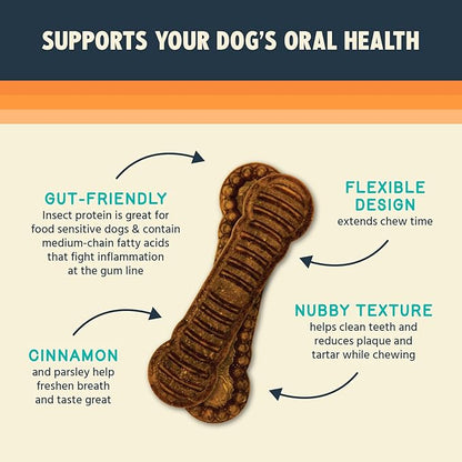 Jiminy's Dental Chews for Dogs, Cinnamon Flavor, Scientifically Proven to Improve Oral Health, Dental Bones Clean Teeth, Fight Bad Breath, and Removes Plaque and Tartar, Medium, 12ct (Pack of 1)