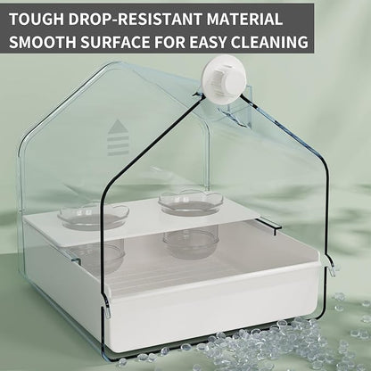 Hanging Bird Bath for Cage, 3-in-1 Multifunctional Bathtub -Bath, Feeder & House for Small to Medium Lovebirds, Finches, Parakeets – Essential Bird Cage Accessory (White)