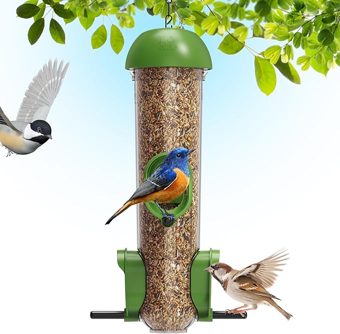 LONA Bird Feeders for Outdoors, Tube Feeder Weatherproof with Multiple Hanging Methods, Wild Bird Feeding Silo for Outside, 3 Port