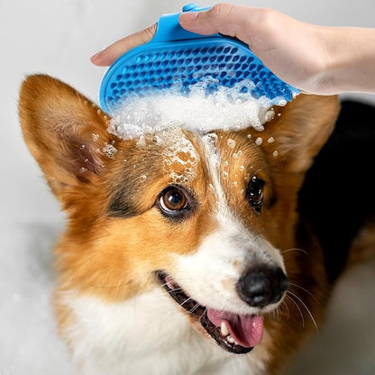 3pcs Rubber Curry Brush, Silicone Dog Brushes, Pet Shampoo Brush with Adjustable Ring Handle for Short Long Haired Dogs Cats,Grooming Soothing Massage Brushes Dog Hair 3 Color