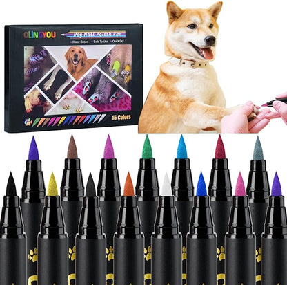 15 Colors Dog Nail Polish Pens Quick Dry, Pet Nail Polish Set for Dogs DIY Dogs Puppy Nails, Dog Safe Nail Polish Non Toxic, Odorless, Easy to Apply