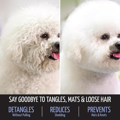 Tauro Pro Line Wooden Deshedding Dog Brush for Long Goldendoodle, Labradoodle & Poodle Hair - Purple Slicker Brush for Dog & Cat Grooming - Oval Flexible Cushion & Non-Slip Grip, M