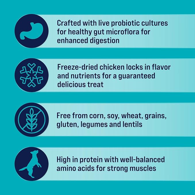 Stewart Freeze Dried Dog Treats, Healthy Gut Chicken & Vegetable, Gut Health Probiotics, Grain Free, 8 Ounce Resealable Pouch, Made in USA