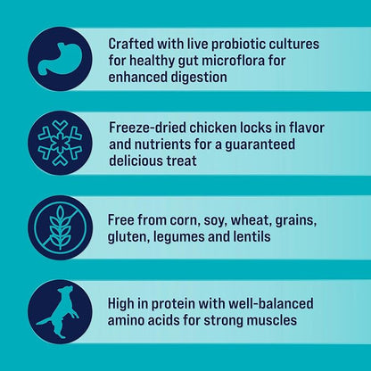 Stewart Freeze Dried Dog Treats, Healthy Gut Chicken & Vegetable, Gut Health Probiotics, Grain Free, 8 Ounce Resealable Pouch, Made in USA