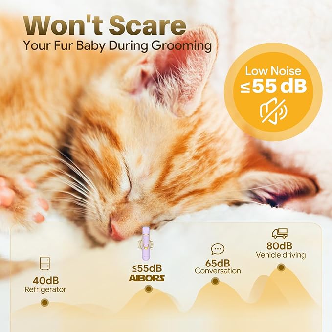 Small Dog Grooming Kit, 4 in 1 Electric Dog Trimmer for Grooming, Low Noise Dogs Nail Trimmer, Cordless Pet Clippers for Pets, Paws, Eyes, Ears, Face, Hip Hairl (Purple)