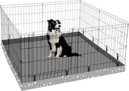 Dog Playpen Square Bottom Pad Fits for 48 Inch 8 Panels Metal Exercise Pet Playpen, Dog Crate Pad Puppy Playpen Pad, Elastic Buckles Connections.(Note: Playpen Not Included) -Gray