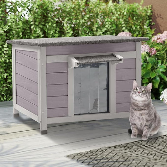 Aivituvin Outdoor Cat House Weatherproof Feral Cat Shelter for Winter Outside Kitty Condo Small Animal Bed