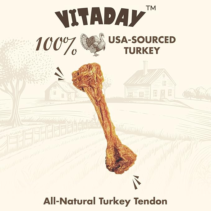 Turkey Tendon for Dogs, Turkey Treats Bone (L) 1 Unit per Pack, 100% Natural, USA-Sourced, High-Protein, Low-Fat, Long-Lasting Dog Chew, Rawhide Alternative, Hypoallergenic Puppy & Dog Treats