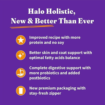 Halo Holistic Cage Free Chicken Cat Food, Grain Free Dry Cat Food, For Healthy Weight Support, Kibble for Indoor Cats, 10 lb Bag