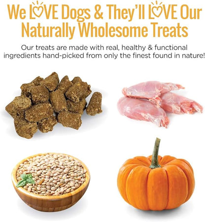 Smart Cookie All Natural Dog Treats - Rabbit & Pumpkin - Training Treats for Dogs with Allergies or Sensitive Stomachs - Soft Dog Treats, Grain Free, Chewy, Human-Grade, Made in USA - 5oz, Pack of 3