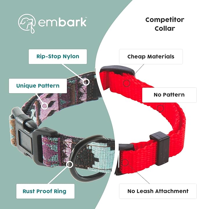 Embark Urban Dog Collar  Dog Collar Stylish & Durable Nylon Dog Collar for Large Dogs, Small Dogs & Medium Dogs.Comfortable Pet Collar Strong Buckles for Any Size Breed (Aztec, Small)