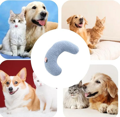 Pillow for Cats, Dog Calming Pillow for Small Dogs Ultra Soft Fluffy Pet Calming Toy Half Donut Cuddler Cozy Cat Bed Pillow U-Shaped Pillow for Pet Sleeping Improve Joint Relief, Blue