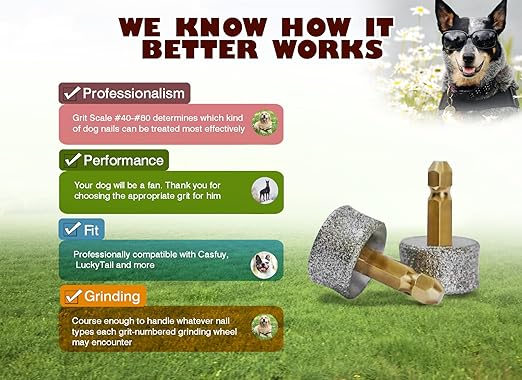 2 Pack Replacement Grinding Wheels/Heads/Bits for Casfuy All Models (Except N90), LuckyTail and Most Brands' Cat/Pet/Dog Nail Grinders, Highly Efficient, Safe and Reliable