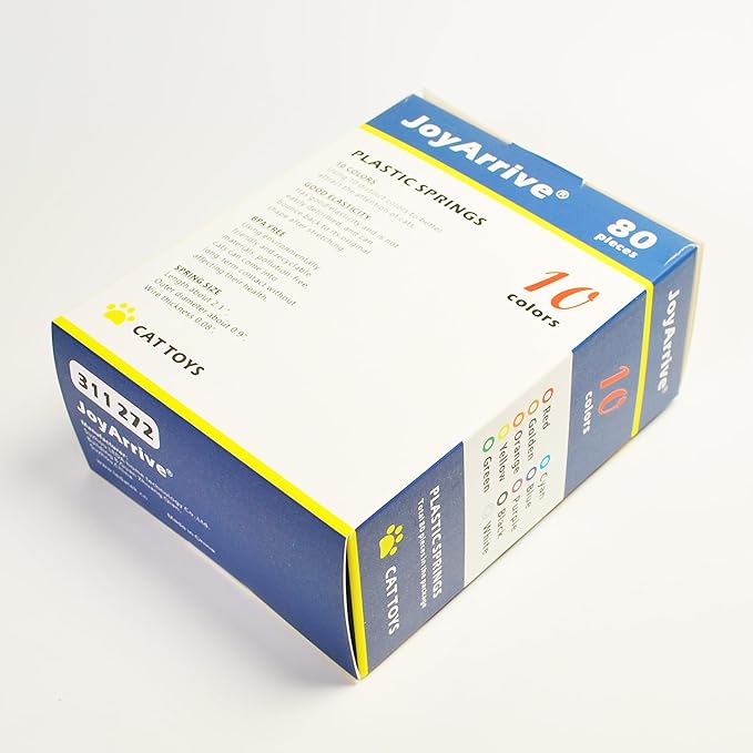 80Pcs 10 Colors Box Stored Cat Springs, Interactive Toys, Cat Spiral, Coil Toy, Hunting, Biting Toy, Swatting, Self-Play Plastic Kitten Toys