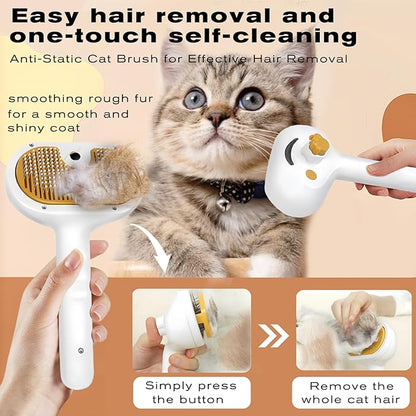 Pet Steam Brush for Dog & Cat  3-in-1 Spray Hair Removal Comb  Steam Brush for Shedding & Grooming  Spritz Defur Comb  Includes Waterless Shampoo & Dental Wipes