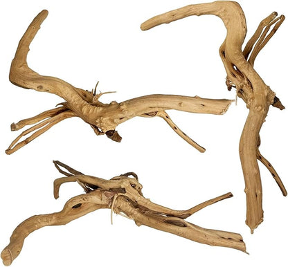 3 Pcs Natural Spiderwood for Aquarium, Aquarium Driftwood Freshwater 10-12 Inch, Assorted Size Spider Wood, Twisted Branches for Fishtank Accessories, Reptile Terrariums Decorations